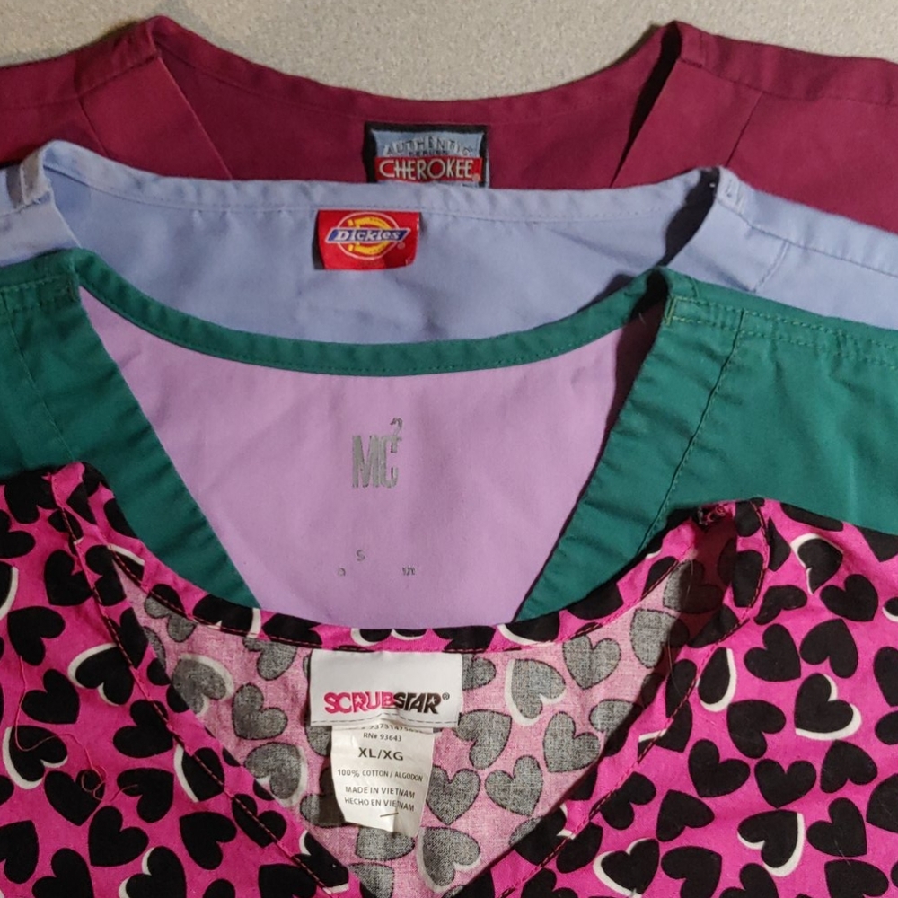 DONATED Four mixed brand XL scrub tops! - Picture 2 of 2